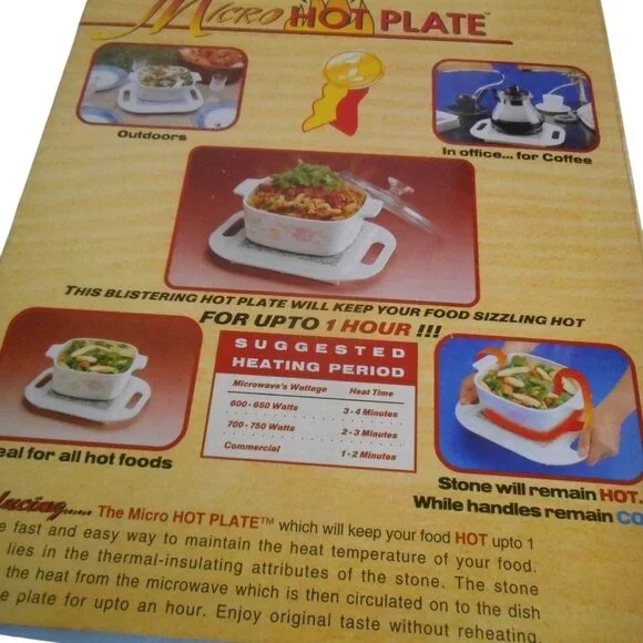NIB Micro Hot Plate Thermal insulating Stone Keeps Food Hot Handles Stay Cool #2 - Picture 5 of 6